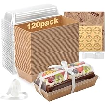 WERTIOO 120Pcs Charcuterie Boxes with Clear Lids - 7 Inch Disposable Paper Mini Charcuterie Boxes, To Go Bakery Dessert Boxes with Lid for Sandwich, Cookie, Sushi, Cake Slice, and Strawberries Brown