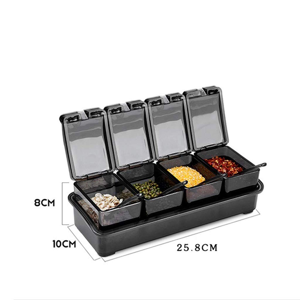 NZPOST Scatola per condimenti da Cucina Gourmet - Contenitore Puro di qualità Premium - 4 cucchiai da Portata - Bottiglia di ampolla per condimenti di Lusso