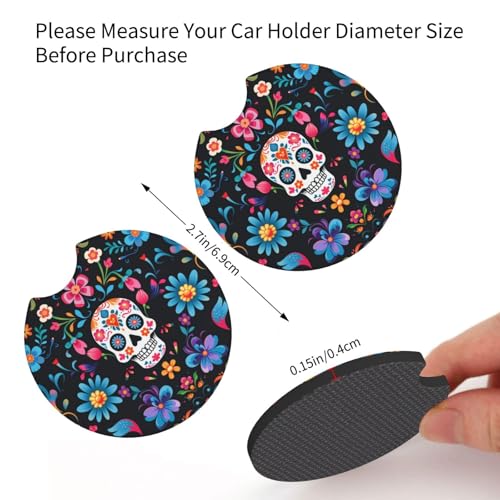 2PCS Posavasos para Auto con Diseño Mexican Sugar Skulls miniatura 3