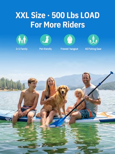 Image of Niphean (Extra Large) Inflatable Paddle Board, SUP for 2+1 People /Family 500lbs Capacity Stand Up Paddle Board with SUP Accessories, StabilTrac Fin Non-Slip Paddleboard for Adults