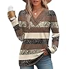 WIHOLL Long Sleeve Shirts for Women Fall Outfits V Neck T Shirts Button Down Tunic Tops Fashion Clothing