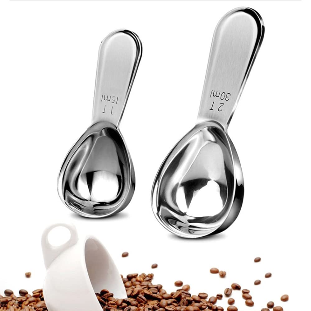 Confezione da 2 cucchiaini da caffè, 2 cucchiai dosatori in