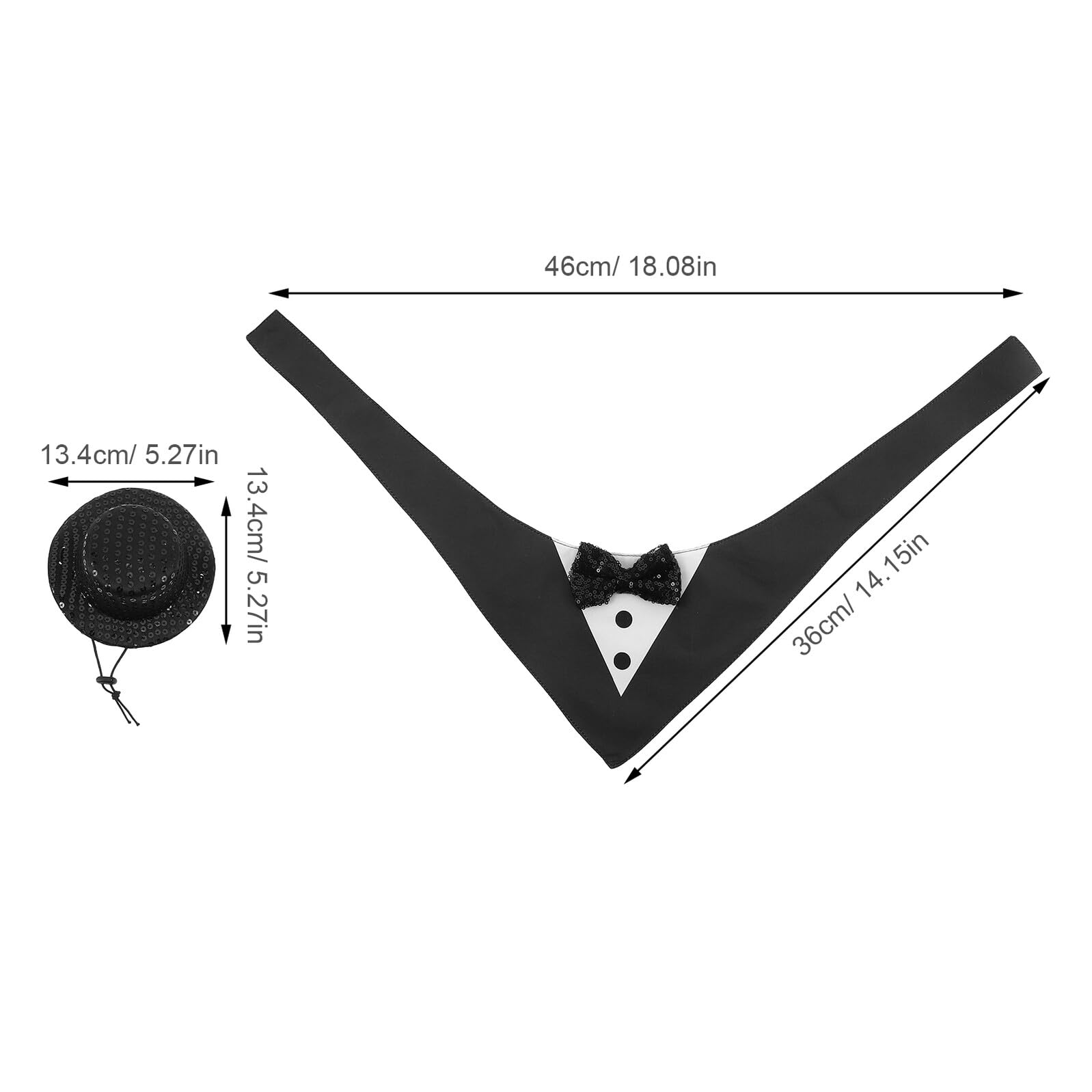 BESPORTBLE Costume de Smoking pour Chien Taille M en Tissu Noir, Ensemble 2 Pièces Chapeau et Bandana, Vêtements Habillés pour Animaux de Compagnie, pour Mariage et Fêtes