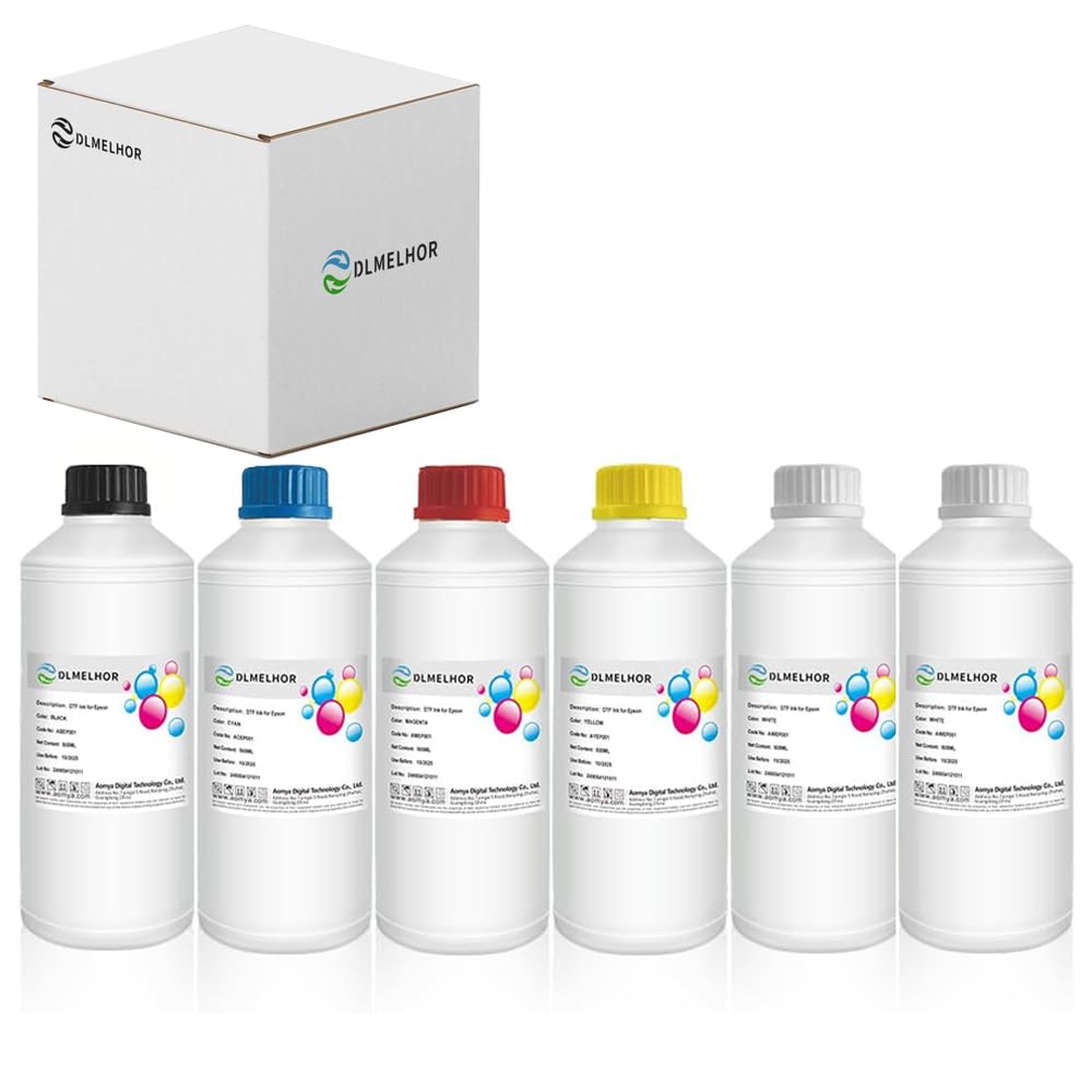 Atrament DTF 3000 ml DTF tusz transferowy do napełniania folii PET tusz DTF do drukarek Epson ET-8550, XP15000, L1800, L805, R1390, R2400 DTF, druk termotransferowy bezpośrednio na folię, 6-szt.