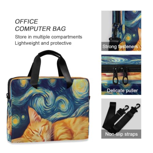 Maletín compacto de laptop con diseño de queso y gato con correa suave 6