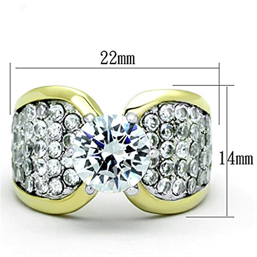 Marimor Jewelry 2.94 Carat Zirconia Stainless Steel Two Toned Ion Plated Engagement Ring Sizes 5-102