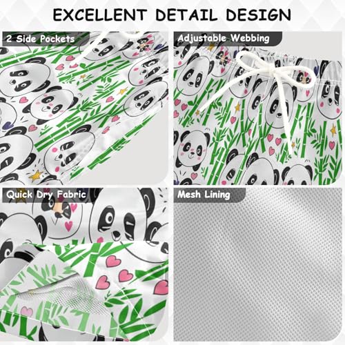 Swimming Clothes for Boys, Anti Chafe Swim Trunks for Boys 2 T, Cute Panda White3