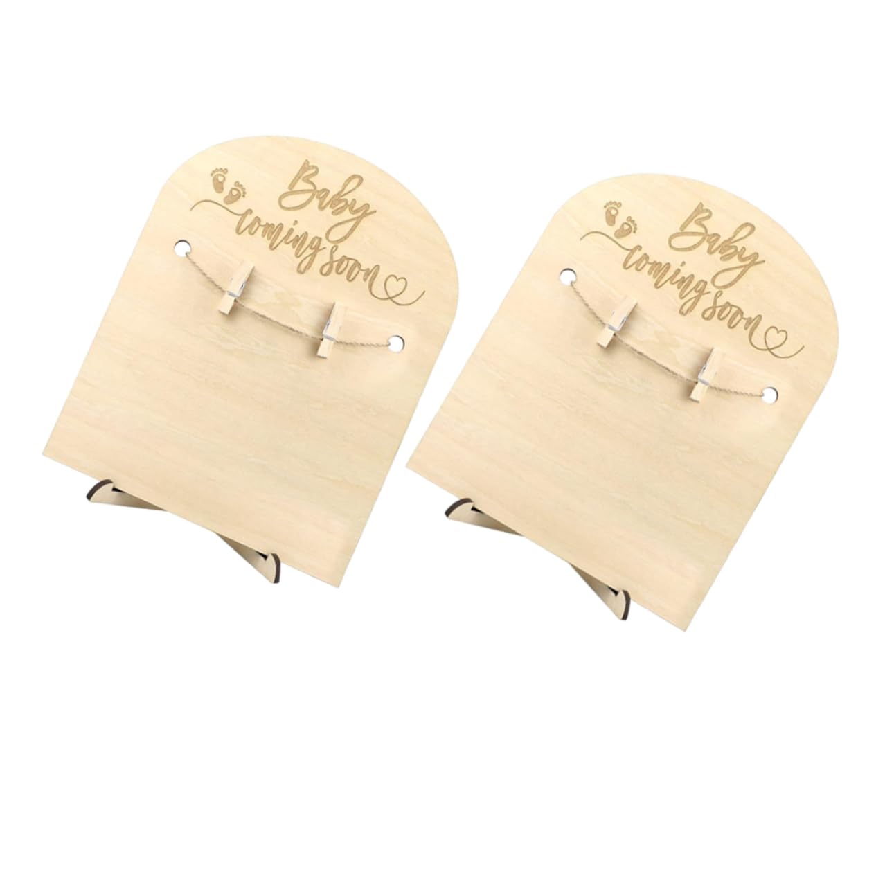 Veemoon 2Sets Wooden Birth Announcement Signs with Stands Clips Elegant Nursery Wall Decor for Newborn Hospital Shower Celebrations Durable Keepsake Plaques for Convenient