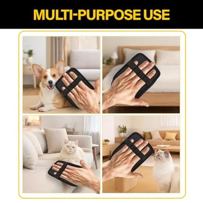 3 in 1 Deal - BRAVELL 2 Pcs Electrostatic Pet Hair Removal Gloves Brush, Reusable Static Pet Cat Dog Hair Remover Gloves Grooming Brush Couch, Furniture, Carpet, Car Seat, Animal Fur Removal Tool-3zI1AgN7