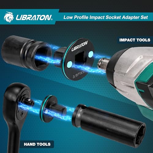 Image of LIBRATON Low Profile Impact Socket Adapter Set, 4pc Magnetic Converter Kit