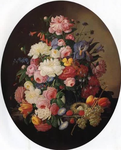 Floral Still Life with Bird's Nest de Severin Roesen peinture à l'huile cadeau d'art unique