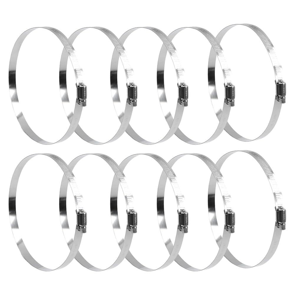 Littimoon 6 Inch Hose Clamp, (141-165mm) 304 Stainless Steel Worm Gear Duct Clamps - Adjustable Duct Pipe Air Clamps,10 Pack