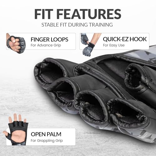 Image of WYOX MMA Gloves for Men & Women - Open Palm MMA Sparring Gloves with Multi-Layer Knuckle & Thumb Padding, Wrist Support, Fingerless Punching Bag Gloves for Grappling, Kickboxing, Muay Thai & Training