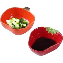 2Pcs Ceramic Modern Cartoon Pumpkin+Strawberry Side Dish Plates