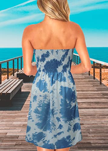 Image of Zyyfly Sundresses for Women Casual Beach Dresses for Women Tube top Dress Summer tie dye XXL