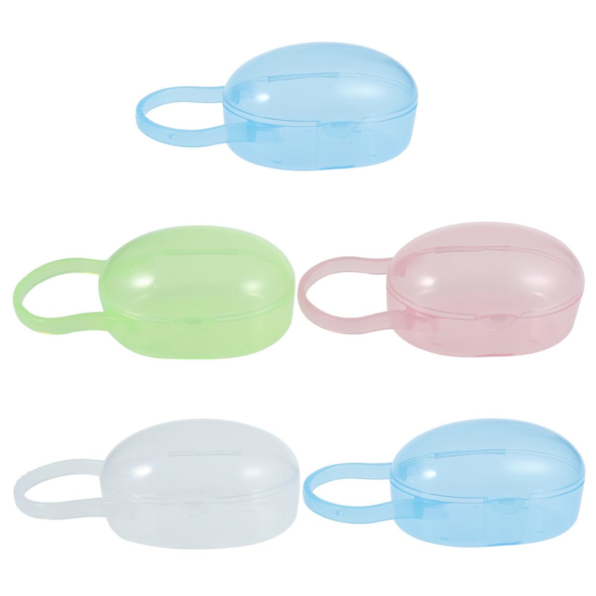 SILENRADAWN 5pcs Case Set for Newborns, Portable Dummy Holder with Zipper, Universal Fit Soother Storage Box Made of Sturdy Pp Material, for Home and Travel Use Random Color