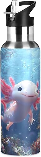 Vista 10 de Purple Dragon - Botella de agua con aislamiento al vacío para niños, taza de acero inoxidable con tapa de popote y asa, 20 onzas