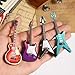 4Pcs Mini Electric Guitar & Bass Guitar Ornament, 1:12 Scale Wooden Miniature Musical Instrument for Mini Music Room, Home Decoration(Purple, Blue, Brown, Black)