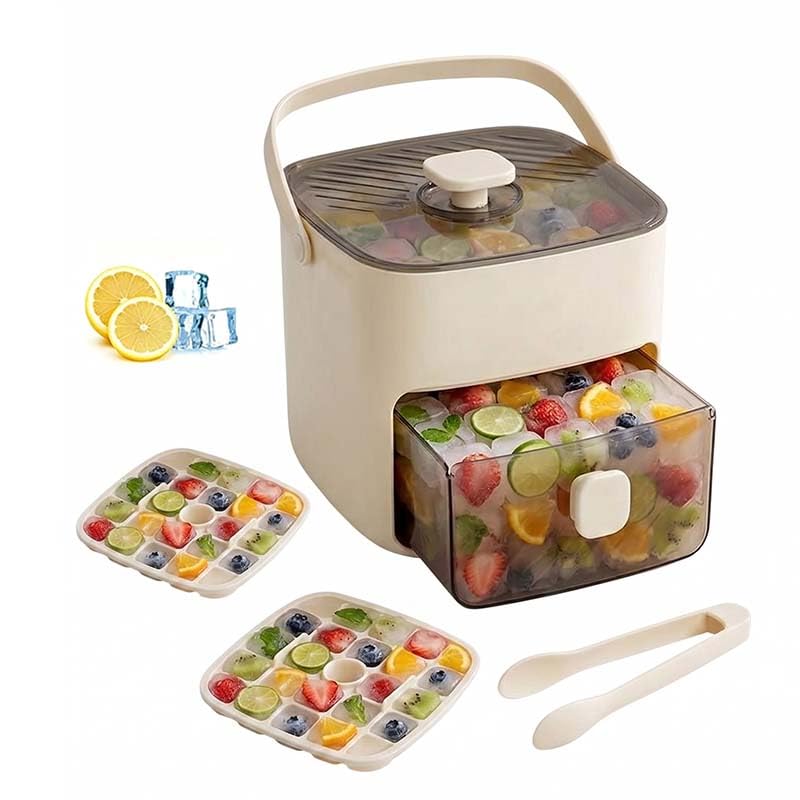 Bandeja para cubitos de hielo SakerPlus con tapa y pinzas miniatura 1