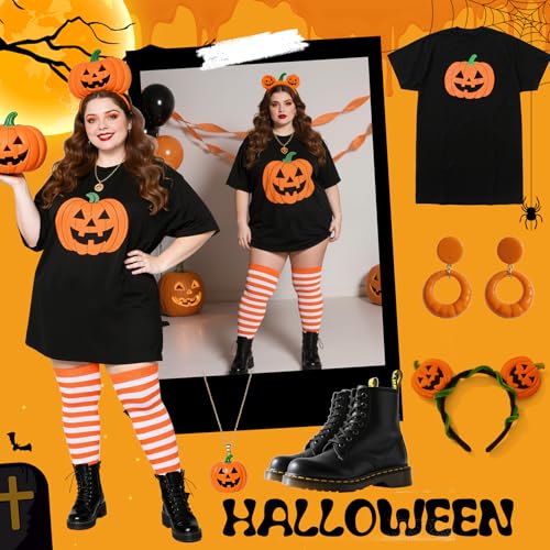 Image of Zando Women Plus Size Thigh High Stockings Over the Knee Thin Tube Socks Long Sport Tights Casual Striped Leg Warmers