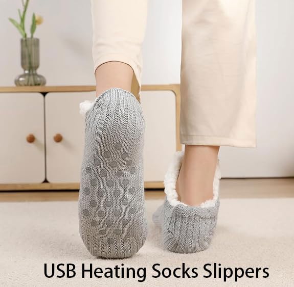 Plush Knit Fabric Detail of Heated Slippers