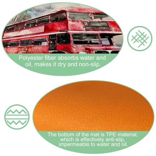 Alfombrillas de cocina para pasillo y lavandería con estampado autobús de Londres 6
