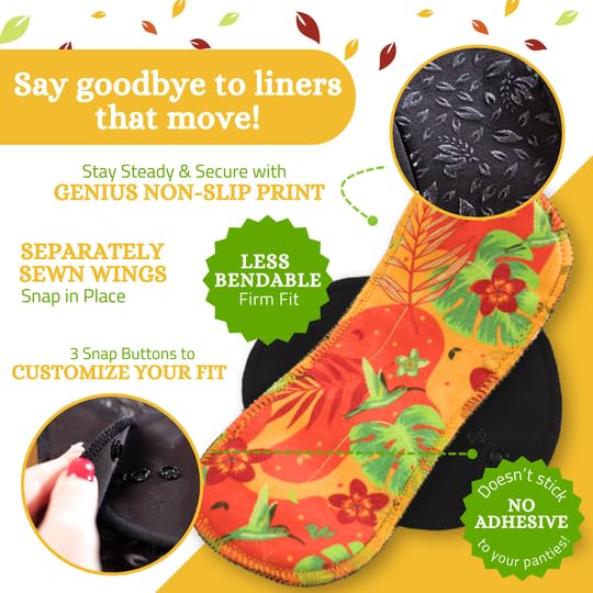 Image of Non-Slip Premium Organic Cotton Reusable Panty Liners (Medium, 7 Pack)