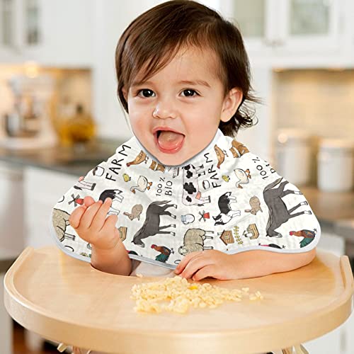 Kigai Farm Animals Muslin Baby Burp Cloths - Super Absorbent And Soft Burping Rags - Cotton Burp Clothes Set For Boys And Girls, 1 Pack #TOP6
