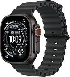 Apple Watch Ultra 3 GPS + Cellular, Caixa em titânio preto de 49 mm com Bracelete Ocean preta