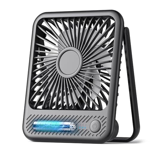 Koonie Desk Fan, Ultra Quiet 2.5-11h Battery Operated Small USB Fan with Strong Wind, 180° Tilt Folding and 3 Speeds Adjustable, Battery Powered Mini Personal Fan for Office Bedroom Desktop