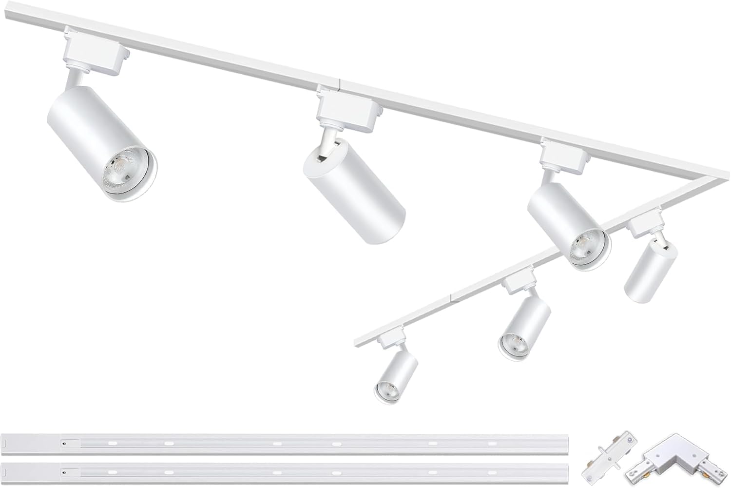 pista de iluminación kits de cabezas, 6 luces de la pista extendida 2x1m H Tipo de carriles de la pista 20W 3000K blanco cálido lámpara de techo del proyector
