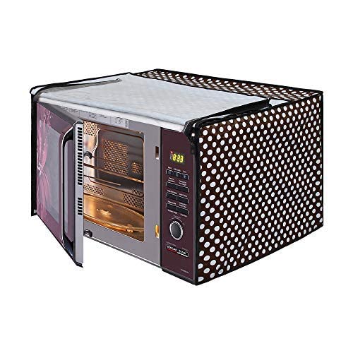 Buy Glassiano Polka White and Black Printed Microwave Oven Cover for LG