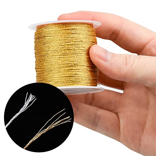 BLUESEABUY 2 Rotoli Spago Dorato 50M x 0,4MM Filo