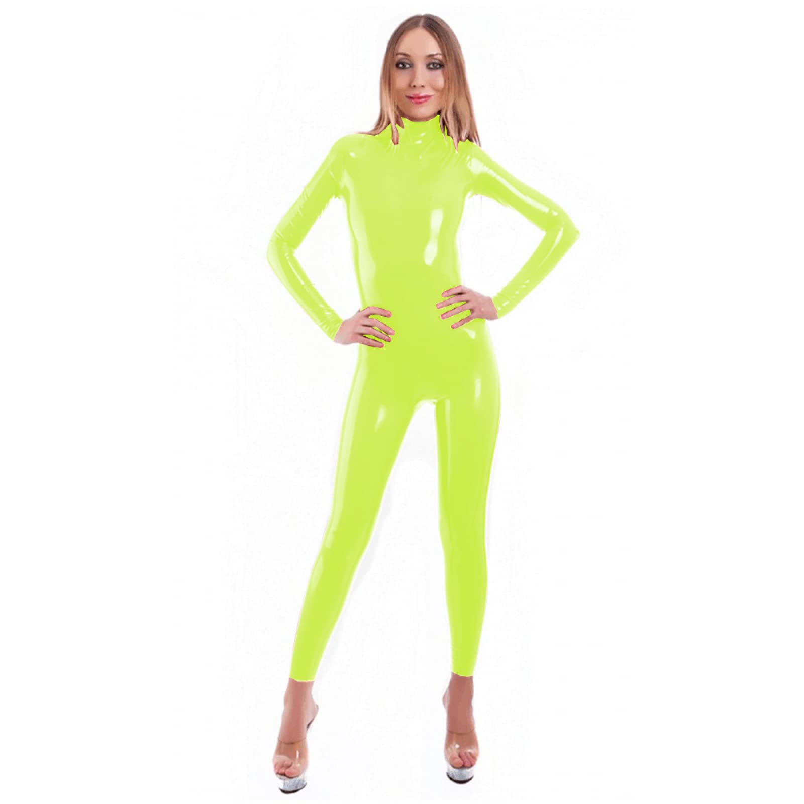 neon green latex dress Green Latex Mini Dress with Keyhole Cutout