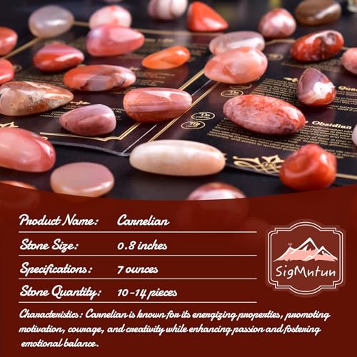 Image of Polished Carnelian Crystal Bulk - 0.8 inch Colorful Tumbled Stone Chips Rocks, 7 oz Crushed Sea Glass Large Stones for Healing, Reiki, Crafting, Home Decor