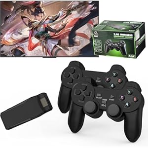 Retro Gaming Console, Wireless Retro Game Stick, Game Stick with Built-in 20000+ Classic Games, Retro Game Console with Dual 2.4G Wireless Controllers, Plug&Play Video Games for TV/Projector/Laptop