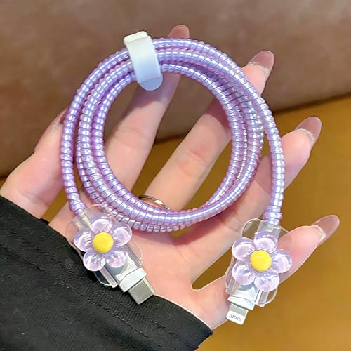 Protector de cargador de iPhone para evitar roturas de cables con diseño floral 3D 7