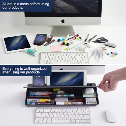 TSJ OFFICE Small Desktop Whiteboard -Glass Dry Erase Board Computer Keyboard Stand White Board Surface Pad with Drawer, Desk Organizers with Accessories for Office, Home, School -  image 6
