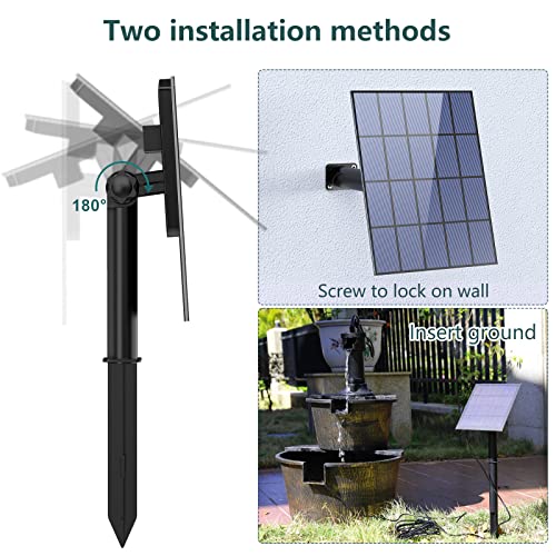 AMZtime 3,5W DIY Solar Springbrunnen für Außen mit 1,5M Wasserleitung und Pfahl, Upgrade Solar Teichpumpe Kit Solarpumpe mit 17 Effekte Solar Wasserpumpe Solar Fontäne für Gartenteich VogelBad