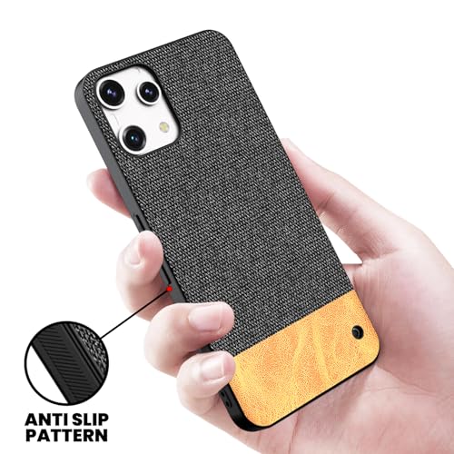 Image of Kapa Soft Fabric & Leather Hybrid Protective Back Cover for Nothing Phone 3A LITE | Shockproof Slim Hard Anti Slip Back Case (Black,Brown)