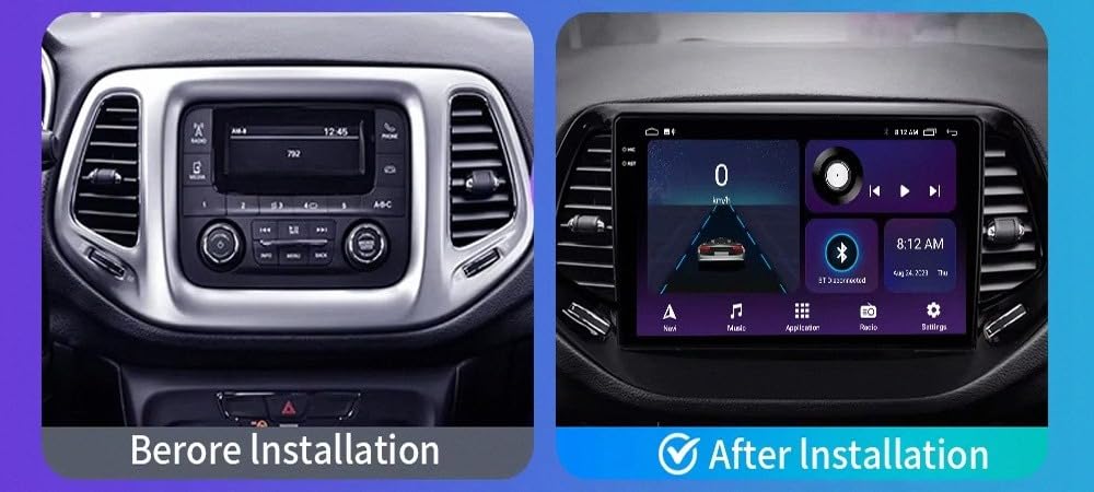 Radio Macchina Touch Screen per Jeep Compass 2 MP 2016-2019 Wireless Carplay Android Auto Stereo Auto Bluetooth Ips con Pantalla Táctil con Gps, 4 Nucleo 1G+32G