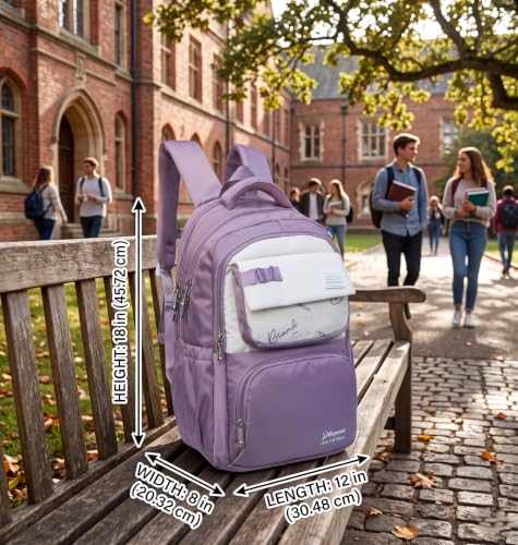 Image of ADSON kawaii Girls Travel School Bag|Backpack Of Large Capacity Aesthetic Stylish Girls Korean Laptop Bag Rucksack for School |College Bags Cute Bookbag for Teens Water Resistance 18 Inches