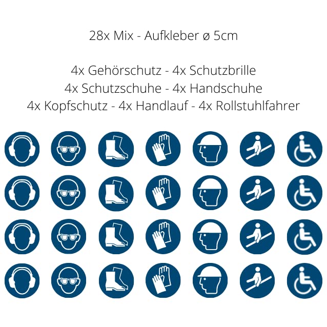 Sticker - Diameter cm - UV and Weather Resistant - ISO 7010 - Sustainable - Mandatory Sign (5 cm, Mix), blue