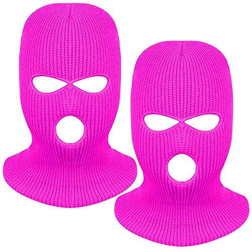 Image of 2 Pieces 3-Hole Full Face Mask Cover Ski Mask Winter Balaclava Cap Knitted Face Cover for Winter Outdoor Sports