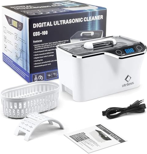 LifeBasis Ultraschallreinigungsgerät 600ml – Digitaler Brillenreiniger mit 5 Modi & LED-Timer,...