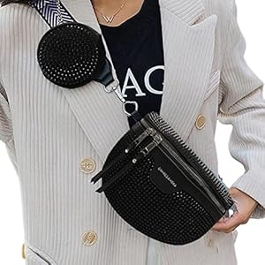 Crossbodytassen voor dames | Heuptassen met portemonnee,Dames schoudertassen, strass glanzende heuptas zakje met verstelbare schouderriem Linsition