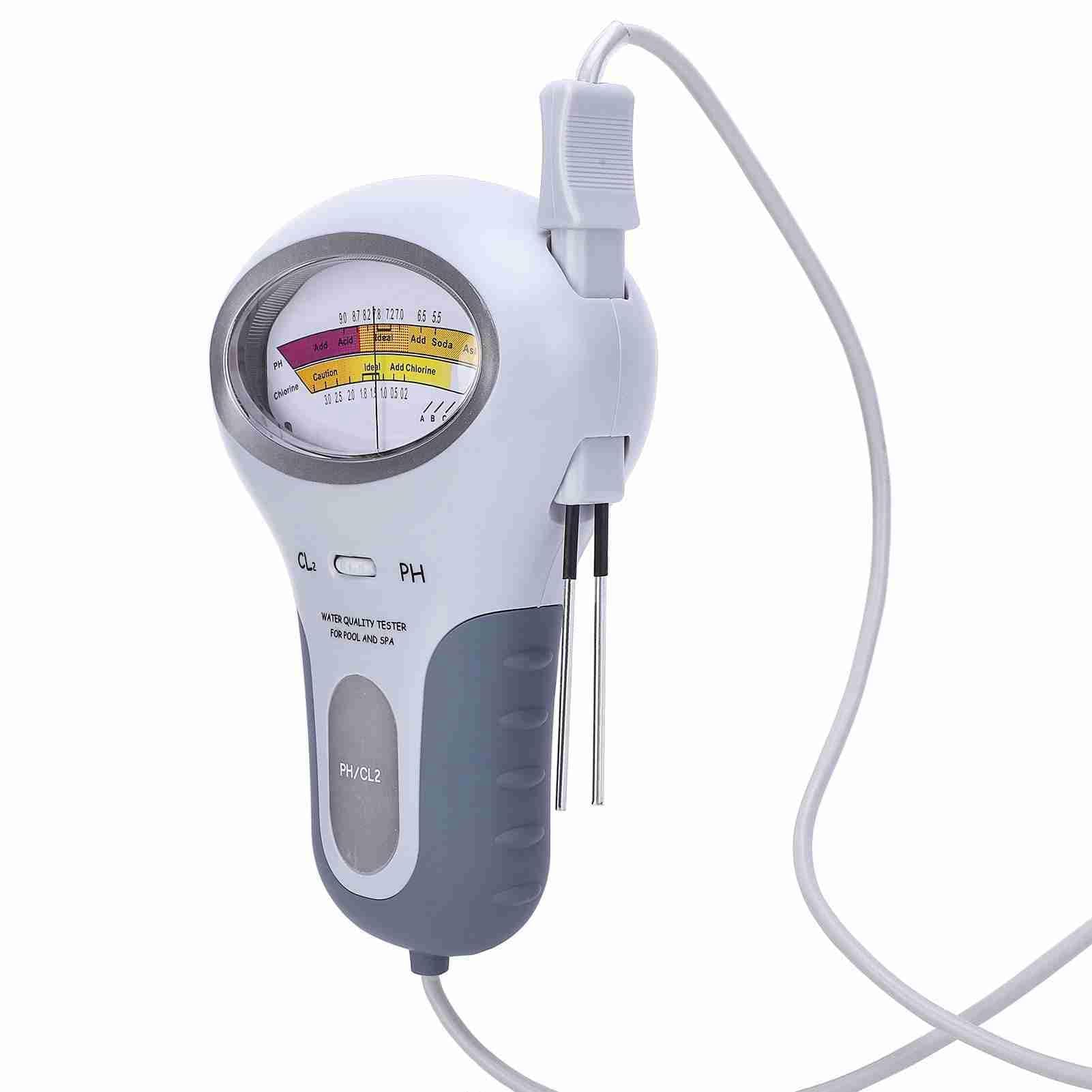 YWBL-WH Pool-Wasserqualitätsanalysator mit CL2 Chlor- und pH-Sensor, multifunktionales Messgerät für Pool-Wasser, Chlor-pH-Wasserzähler mit LCD Display, Wasserqualitätstester für Schwimmbad