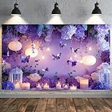 Fondo de fotografía de fiesta de cumpleaños de niña con purpurina...