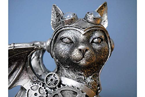 Chat gothique steampunk résine ailes figurine statuette déco maison originale - 5