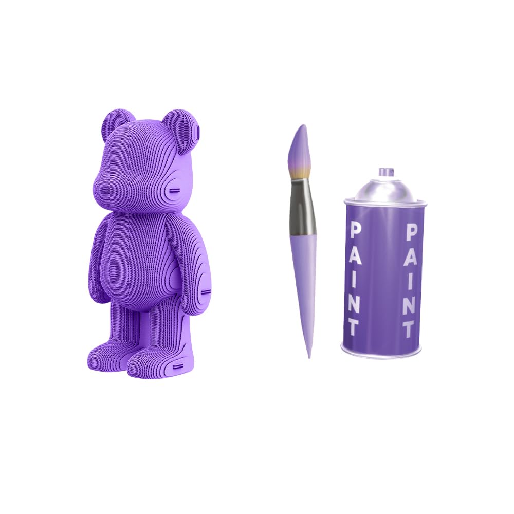 Ours Arty Bear Puzzle 3D en Carton – Maquette à Monter | 186 Pièces, 22 × 18 × 14 cm – Kit Sculpture DIY à Peindre, Matériaux Recyclés, Ados & Adultes, Idée Cadeau Déco